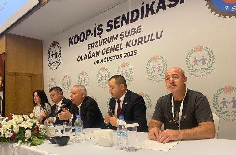 KOOP-İŞ Sendikası Erzurum Şubesi'nin genel kurulunda Tarık Toğrul yeniden başkan