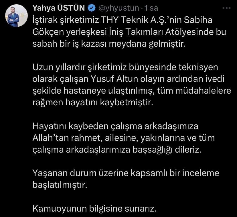 Türk Hava Yolları İletişim Başkanı Yahya Üstün, Sabiha Gökçen Yerleşkesi'nde