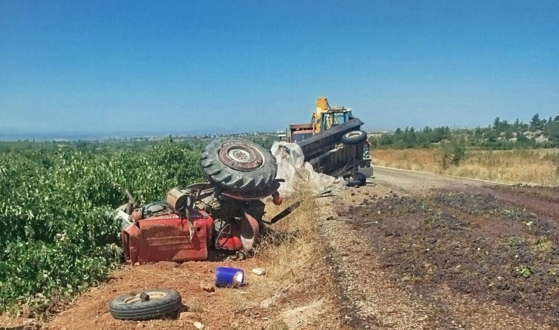 Denizli'nin Çal ilçesinde, Adnan Seren (61) yönetimindeki üzüm yüklü traktör