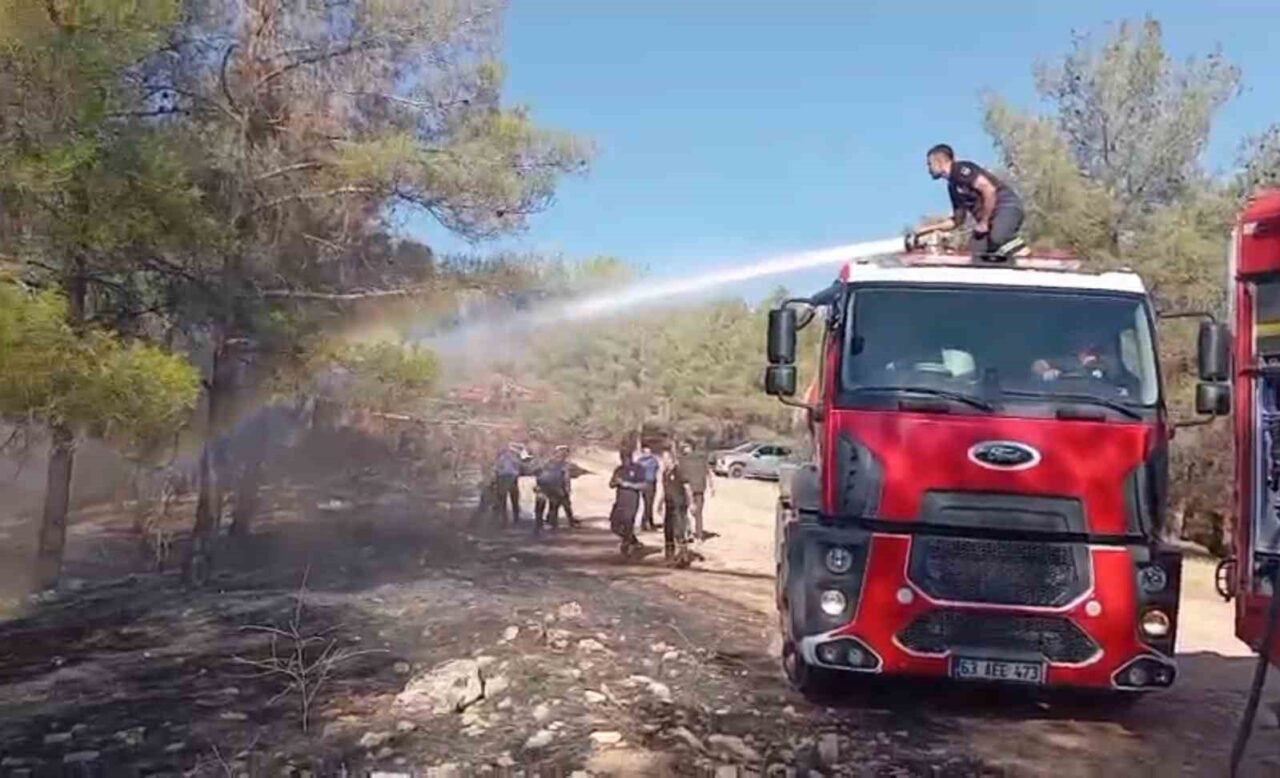 Şanlıurfa'nın Karaköprü ilçesinde, Güllübağ Mahallesi yakınındaki ormanlık alanda çıkan yangın