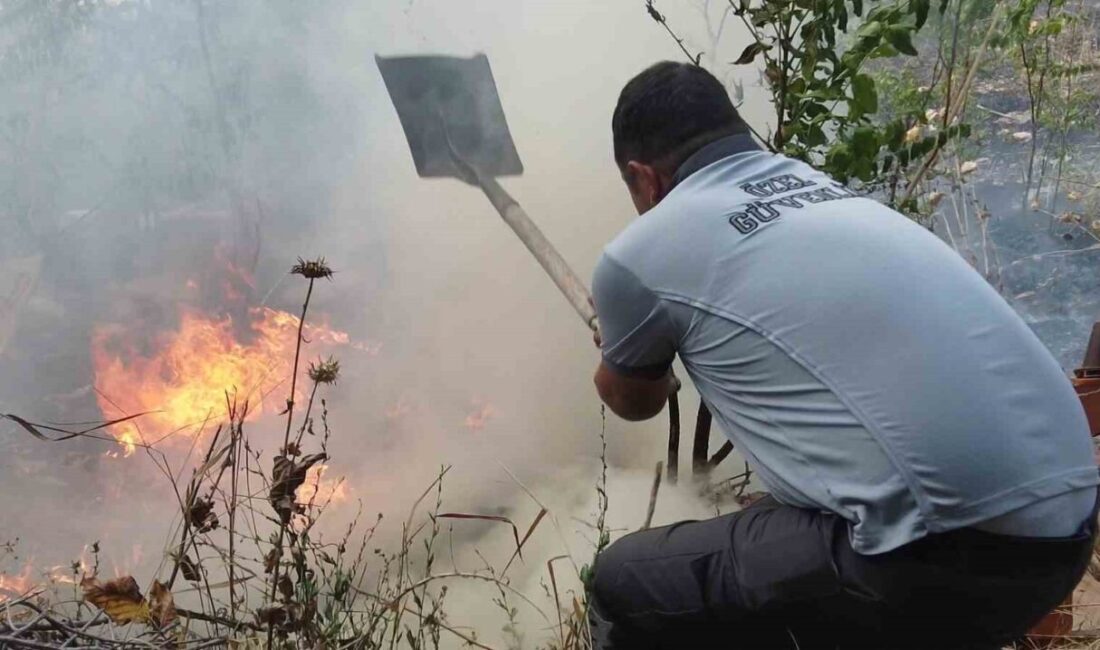 Edirne'nin Yıldırım Beyazıt Mahallesi Sarıbayır mevkiinde çıkan yangında barakalar ve