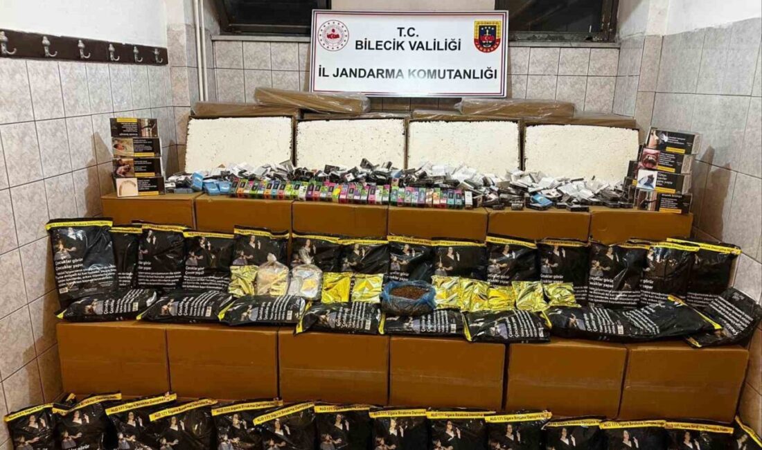 Bilecik'te düzenlenen operasyonla 570 bin makaron ve çeşitli kaçak tütün