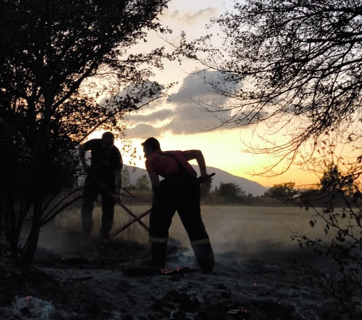 Erzincan'ın Günbağı köyünde öğleden sonra çıkan anız yangını, rüzgarın etkisiyle