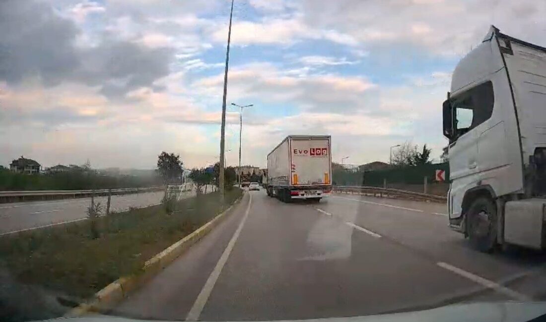 Balıkesir'in Bandırma ilçesinde EVO Log firmasına ait bir tır, aşırı