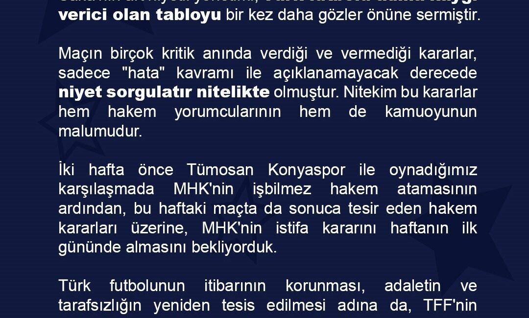 Başakşehir, Galatasaray Maçındaki Hakem Kararlarına Şiddetli Tepki Gösterdi ve MHK’ye İstifa Çağrısı Yaptı RAMS Başakşehir, Galatasaray ile oynanan maçta hakem Atilla Karaoğlan ve