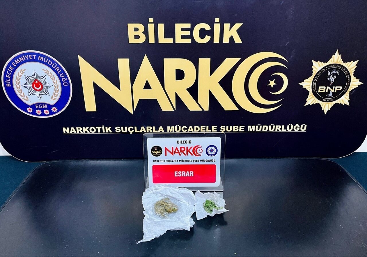 Bilecik'te gerçekleştirilen uyuşturucu operasyonunda, Narkotik Suçlarla Mücadele Şube Müdürlüğü ekipleri