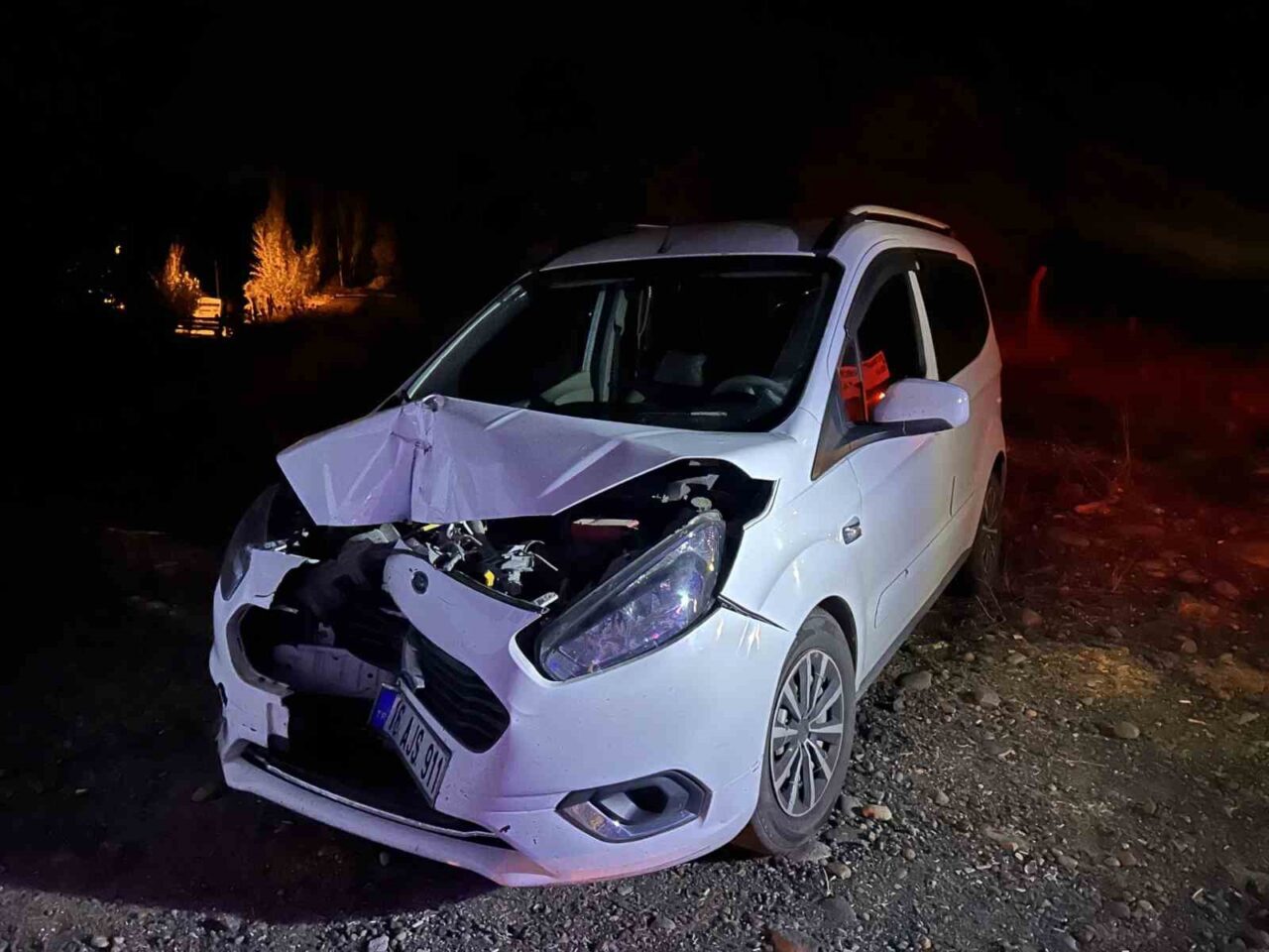 Bingöl-Muş karayolunun 10. kilometresinde hafif ticari araç ile saman yüklü