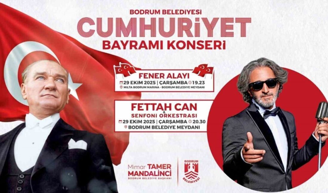 Bodrum’da Cumhuriyet Bayramı Kutlamaları ve Fettah Can Konseri Duyuruldu Bodrum, 29 Ekim Cumhuriyet Bayramı’nı Fettah Can konseri ile coşkuyla