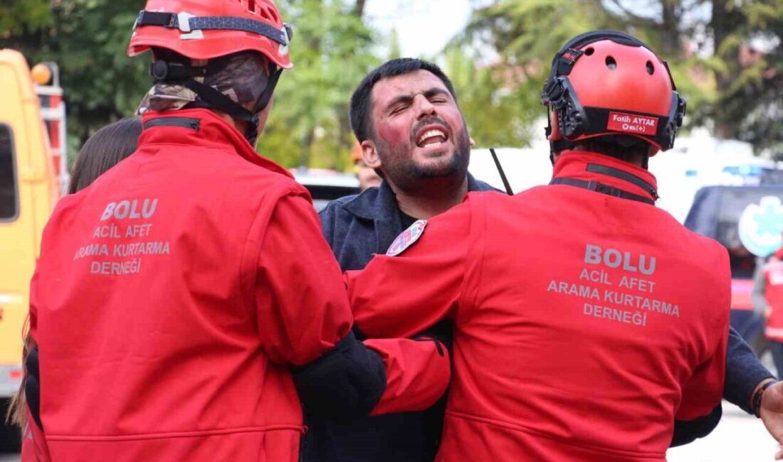 Bolu'da AFAD'ın düzenlediği deprem tatbikatında, 5.8 büyüklüğündeki bir senaryo ile