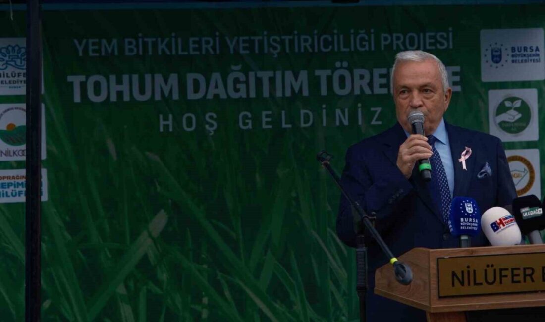 Bursa'nın Nilüfer ilçesinde 300 çiftçiye İtalyan çimi tohumu dağıtımı yapıldı.