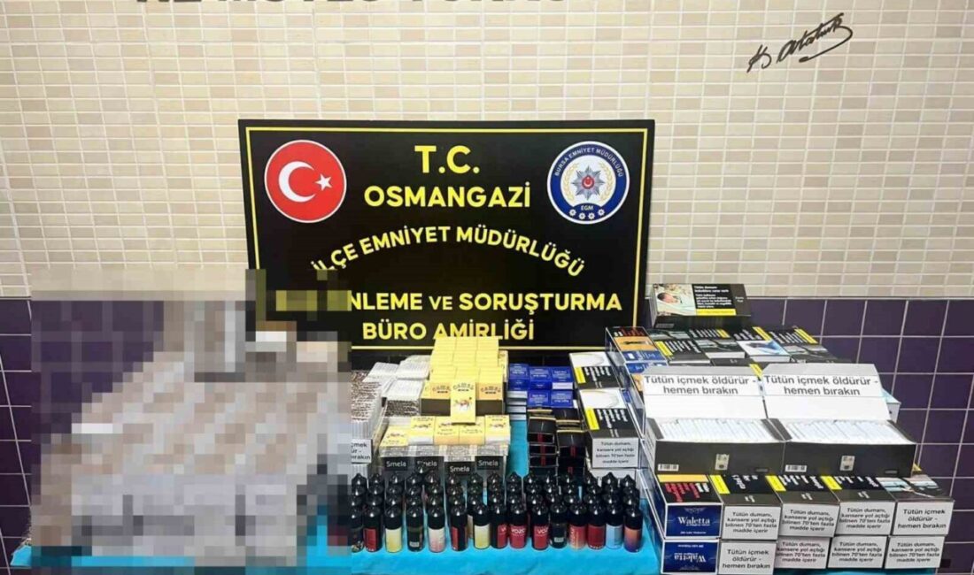Bursa'nın Osmangazi ilçesinde gerçekleştirilen operasyonda, kaçak tütün ürünlerine yönelik önemli
