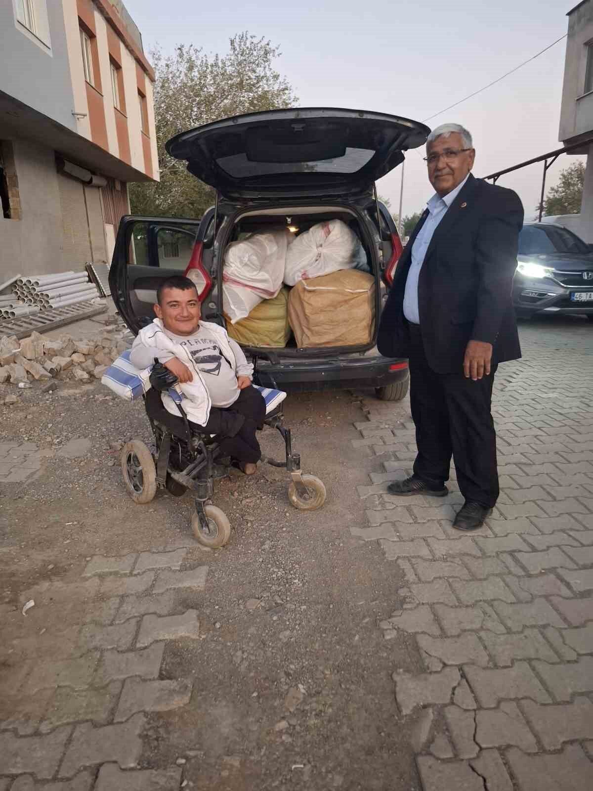Kahramanmaraş'ta cam kemik hastası Selahattin Orçan, Filistin için düzenlenen yardım