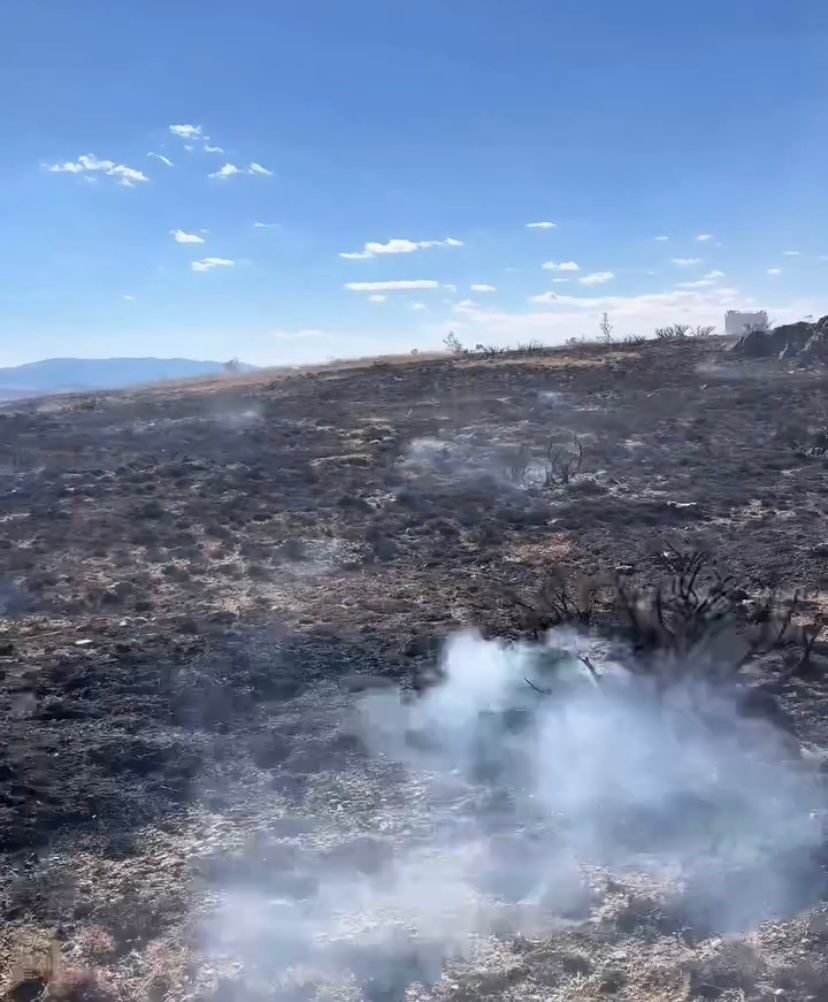 Çankırı'nın Merkez ilçesindeki Ahlat köyünde bir arazide çıkan yangın, vatandaşların