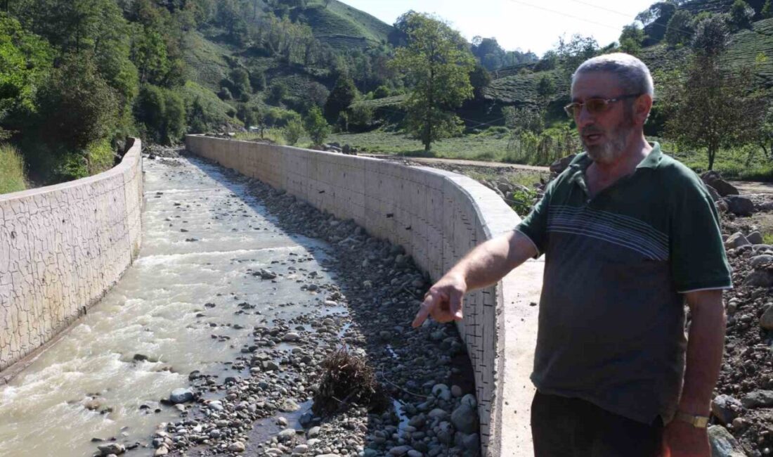 Rize'nin Çiftekavak Mahallesi'nde dere ıslahı çalışmaları, çay üreticisi Ali Atılgan