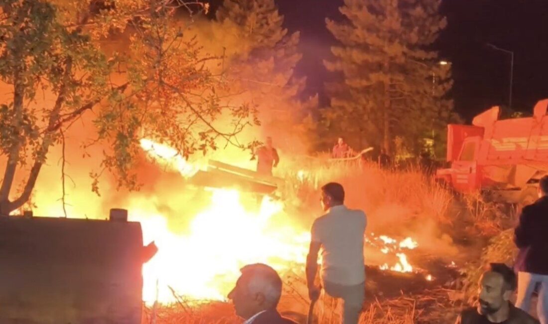 Tunceli'nin Çemişgezek ilçesinde bir düğün sırasında otluk alanda çıkan yangın,