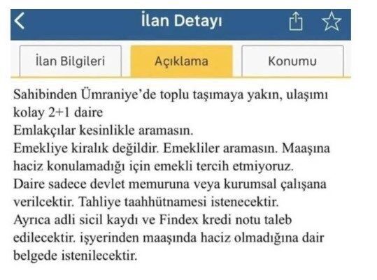 Ticaret Bakanlığı Basın Danışmanı Bekir Kaplan, bir ilan sitesinde "emekliye