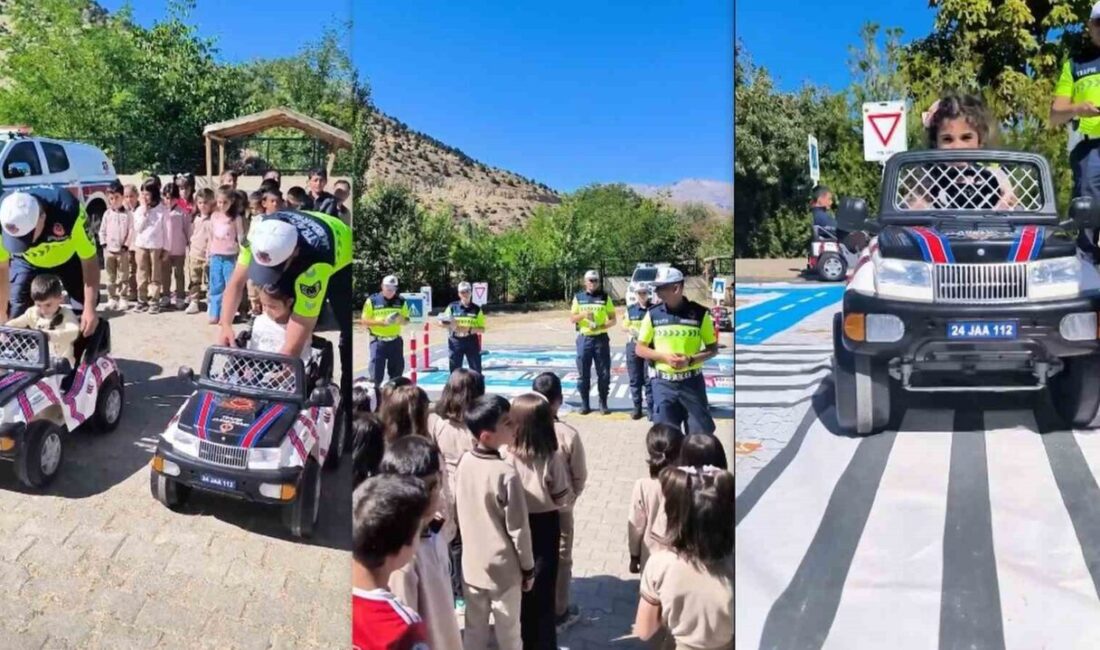Erzincan İl Jandarma Komutanlığı, çocuklara trafik güvenliğini öğretmek için Çağlayan
