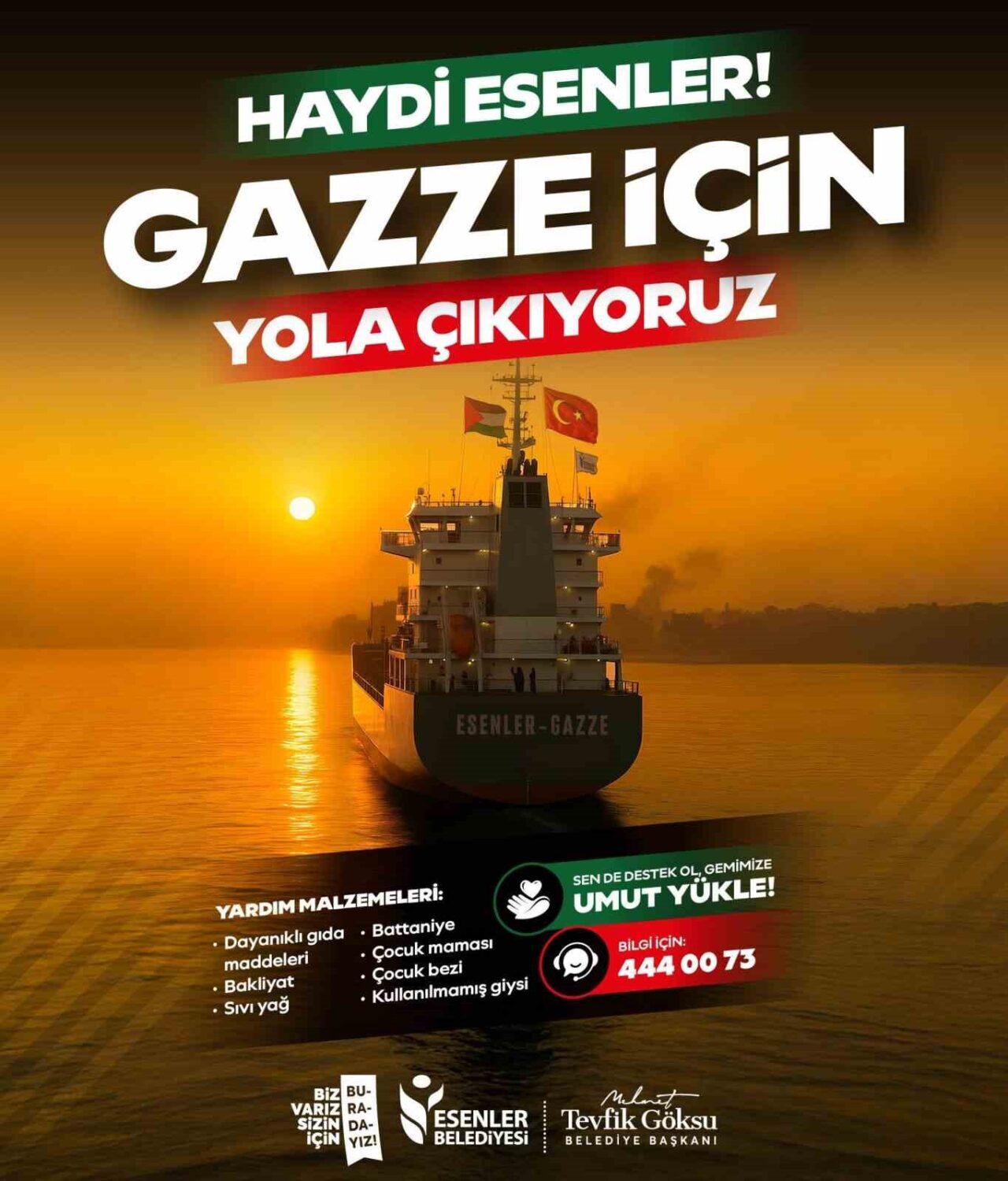Esenler Belediyesi, Gazze'ye yardım göndermek için yeni bir kampanya başlattı.