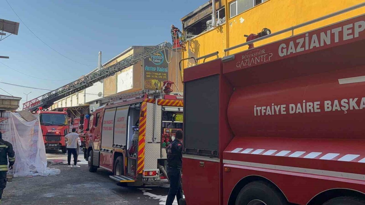 Gaziantep'in Şehitkamil ilçesindeki bir gıda işletmesinin depo bölümünde çıkan yangın,