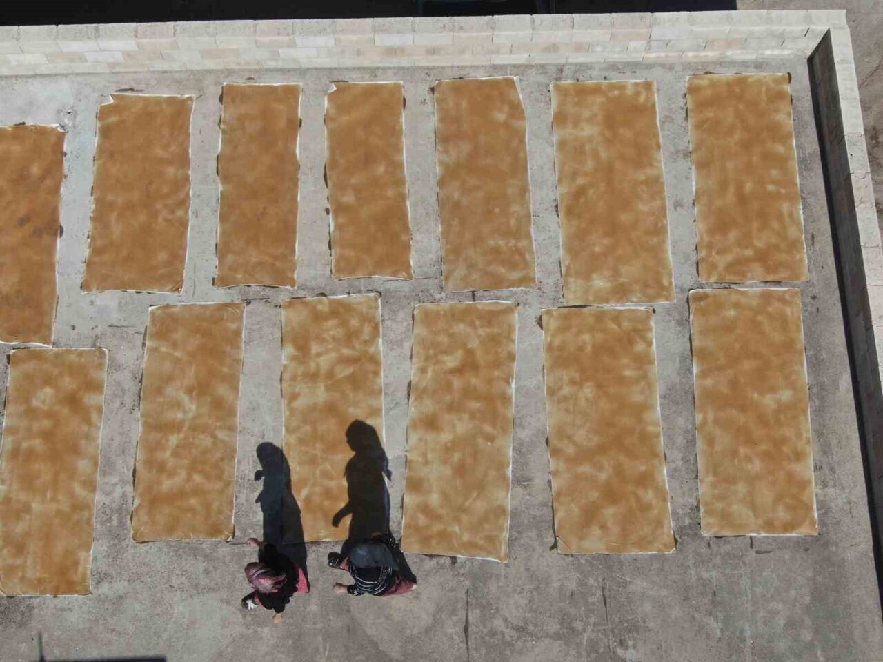 Gaziantep'te kış aylarında rağbet gören doğal üzüm pekmezli pestil, kadınlar