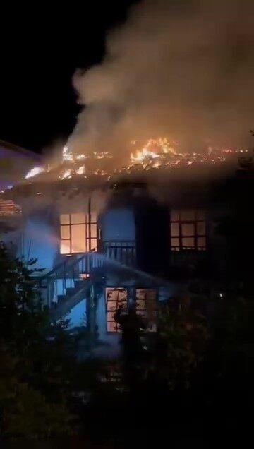 Amasya'nın Gümüşhacıköy ilçesinde çıkan yangında Hatice O'ya ait bir ev