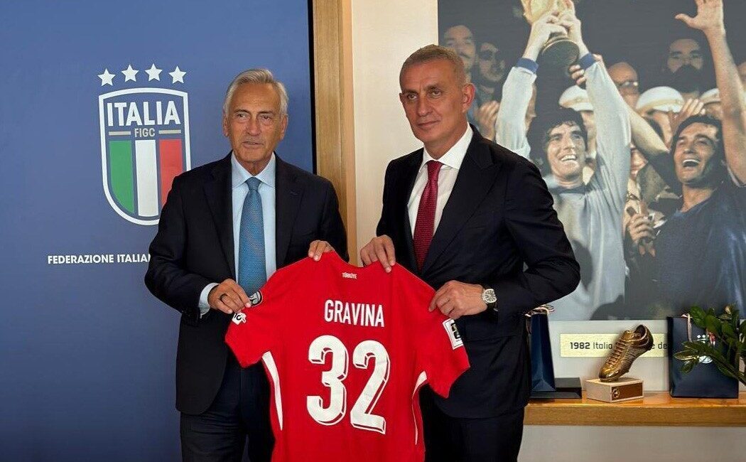 Türkiye Futbol Federasyonu Başkanı İbrahim Ethem Hacıosmanoğlu, İtalya'da Gabriele Gravina