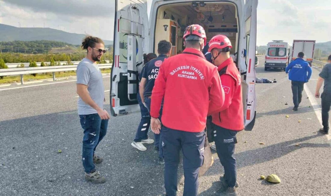 Balıkesir'de İstanbul-İzmir Otoyolu'nda gerçekleşen kazada, İveco marka kamyonet ile otomobil