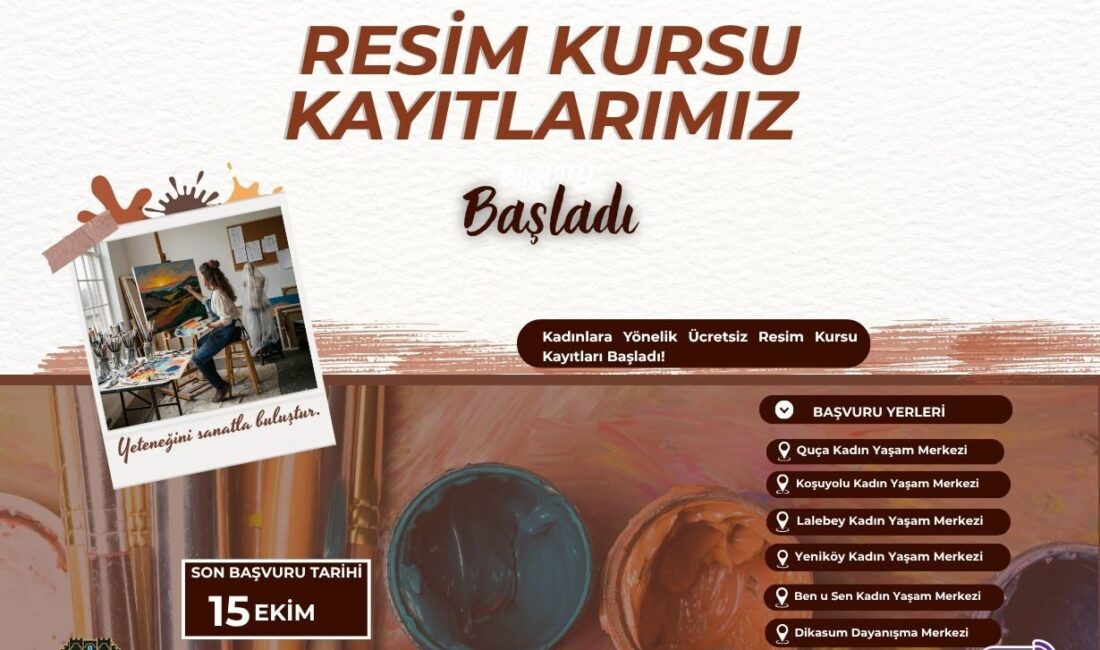 Diyarbakır’da Kadınlar İçin Ücretsiz Resim Kursu Başvuruları Başladı Diyarbakır Büyükşehir Belediyesi, kadınların sanatsal becerilerini geliştirmesi için "Yeteneğini sanatla
