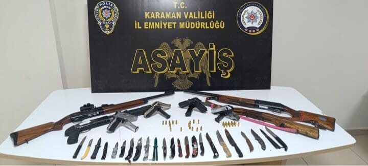 Karaman'da yapılan asayiş denetimlerinde 9 kişi tutuklandı, 9 ruhsatsız silah