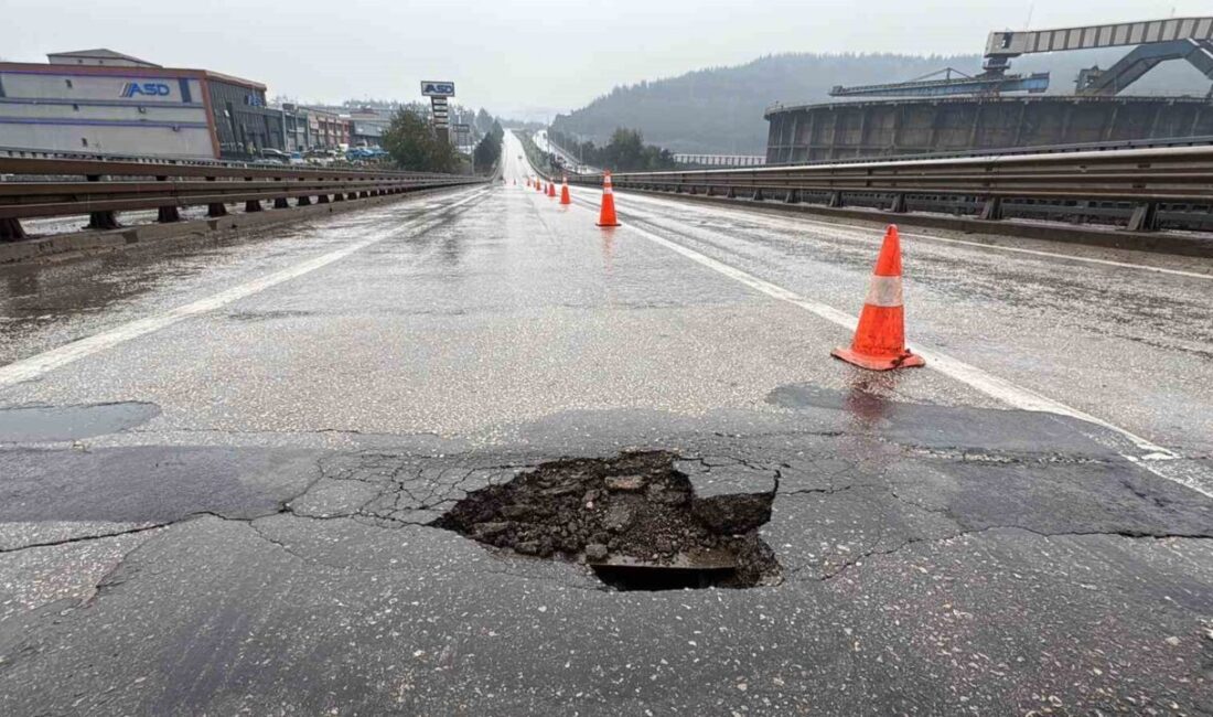 Karabük-Eskipazar kara yolundaki Asit Köprüsü'nün giriş kısmındaki çatlaklar, sürücüler için