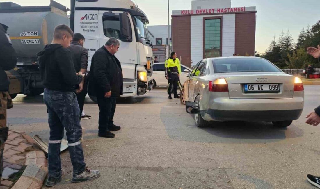 Konya'nın Kulu ilçesinde yakıt tankeri ile otomobilin çarpışması sonucunda kaza