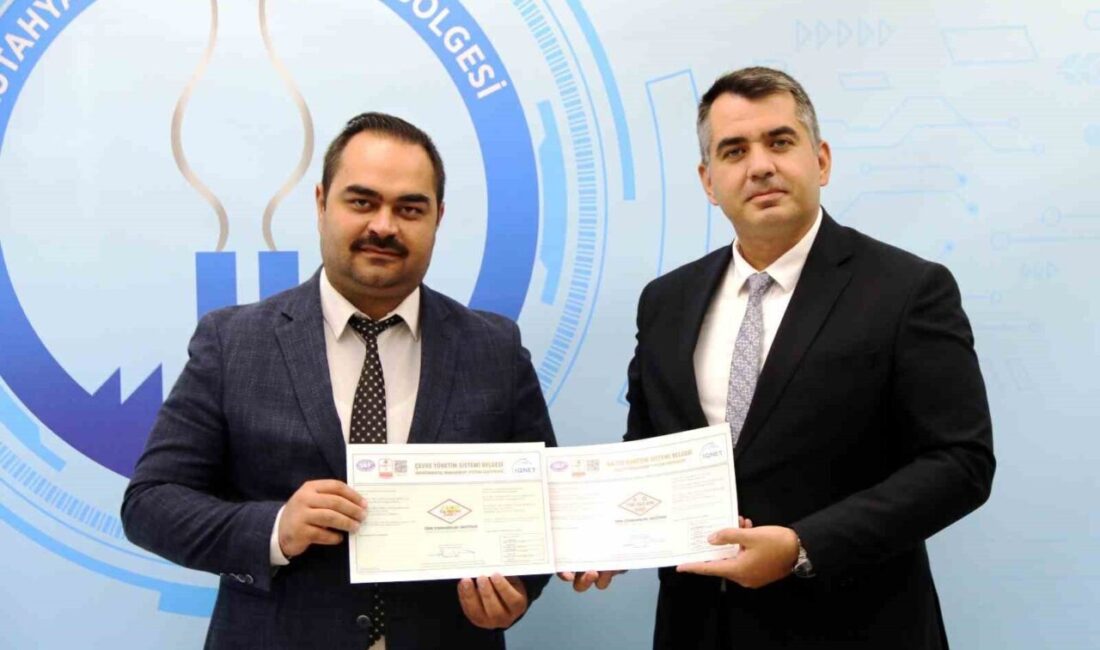 Kütahya Organize Sanayi Bölgesi, ISO 9001 ve ISO 14001 belgelerini