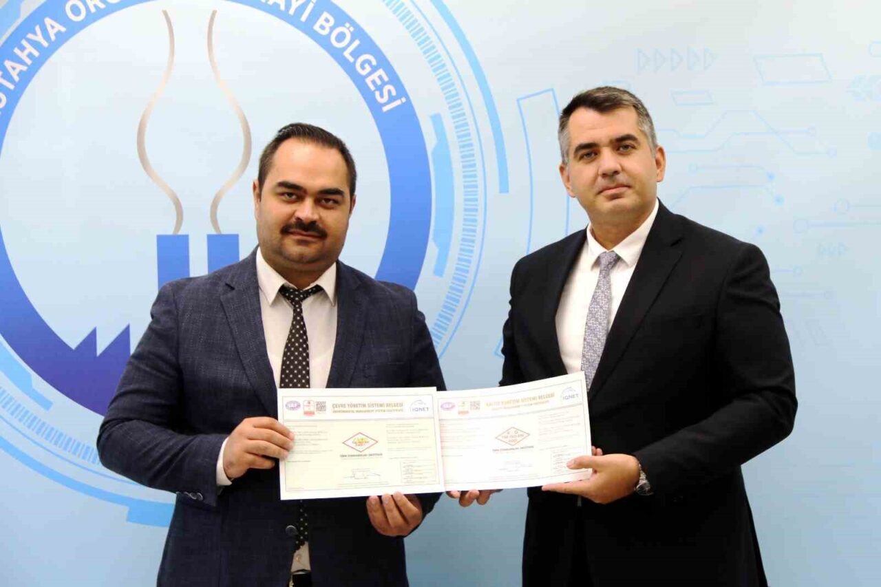 Kütahya Organize Sanayi Bölgesi, ISO 9001 ve ISO 14001 belgelerini