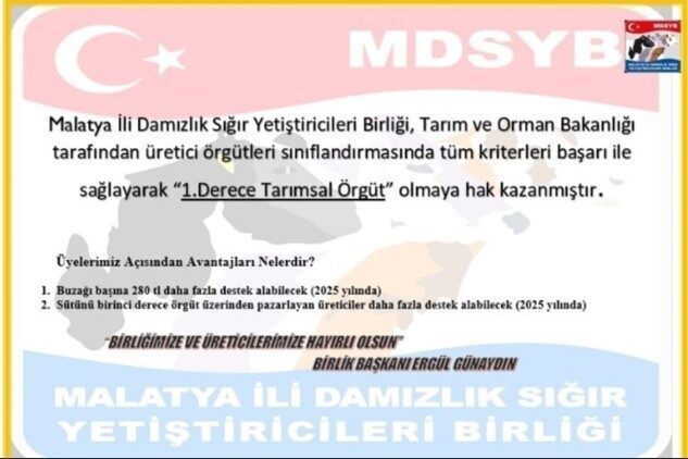 Malatya İli Damızlık Sığır Yetiştiricileri Birliği, Tarım ve Orman Bakanlığı'ndan