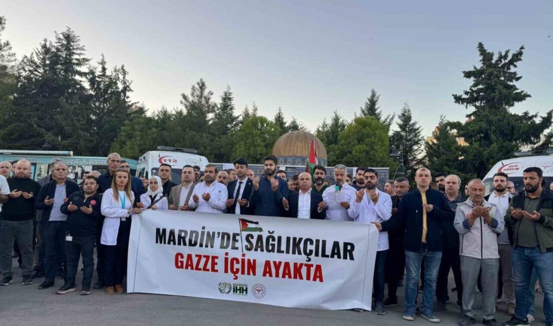Mardin'de sağlık çalışanları, Gazze'deki meslektaşlarına destek vermek amacıyla basın açıklaması