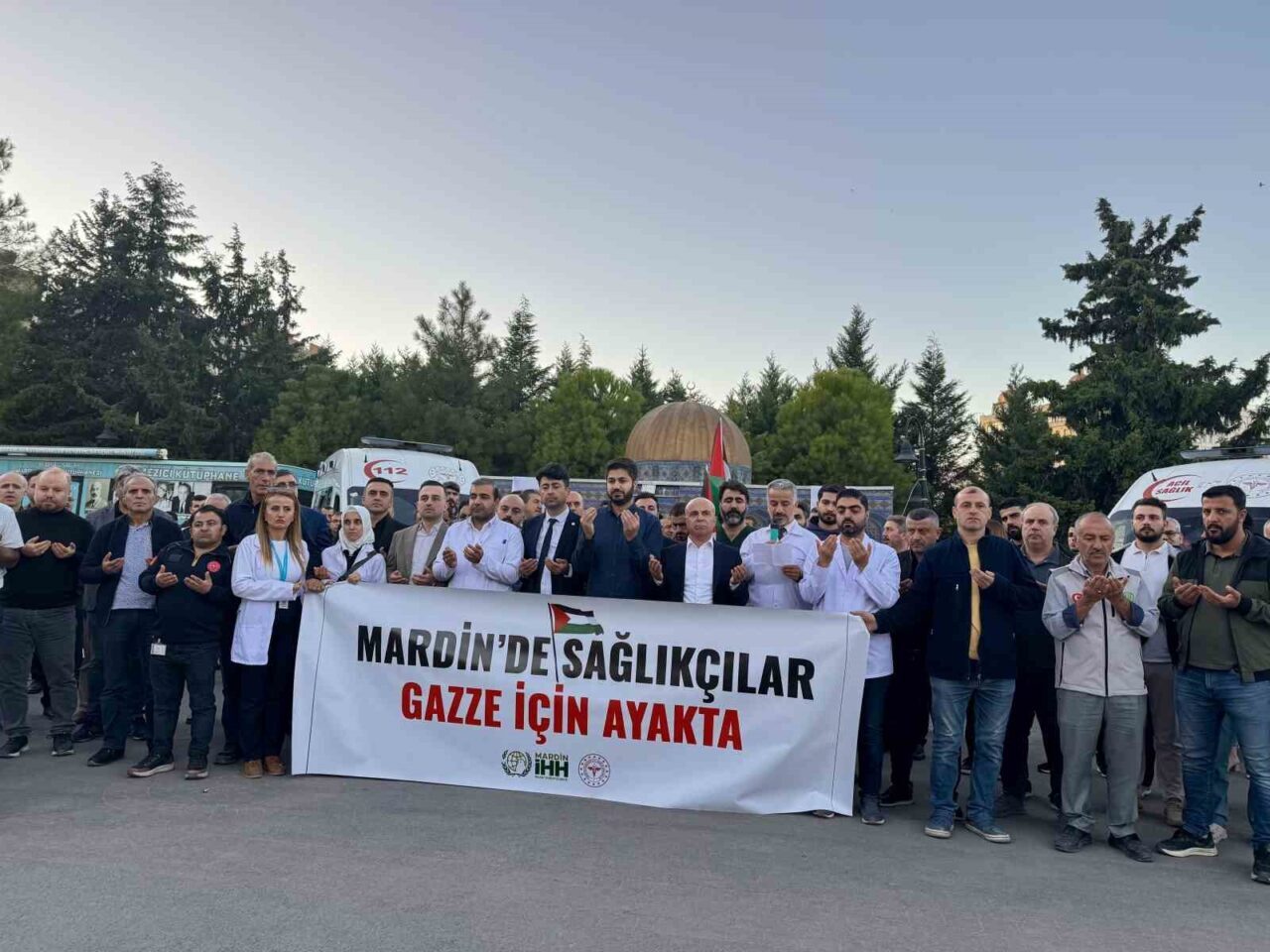 Mardin'de sağlık çalışanları, Gazze'deki meslektaşlarına destek vermek amacıyla basın açıklaması