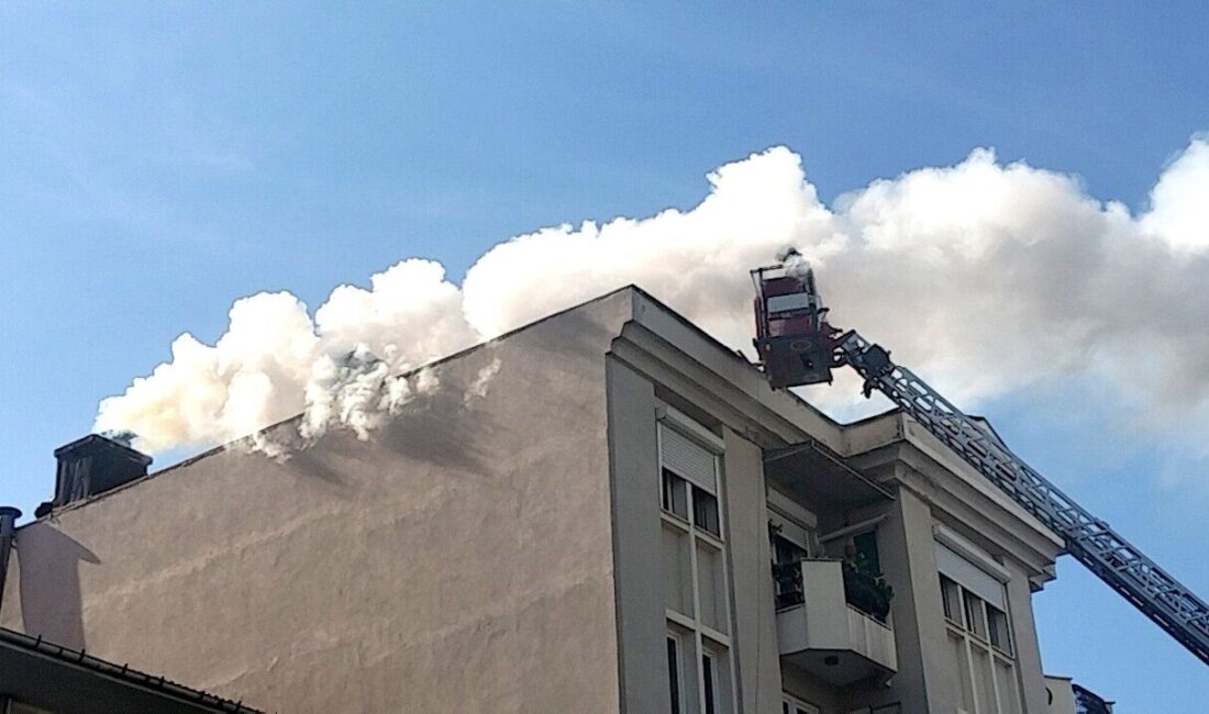 Menteşe'de bir iş yerinin bacasında çıkan yangın paniğe neden oldu.