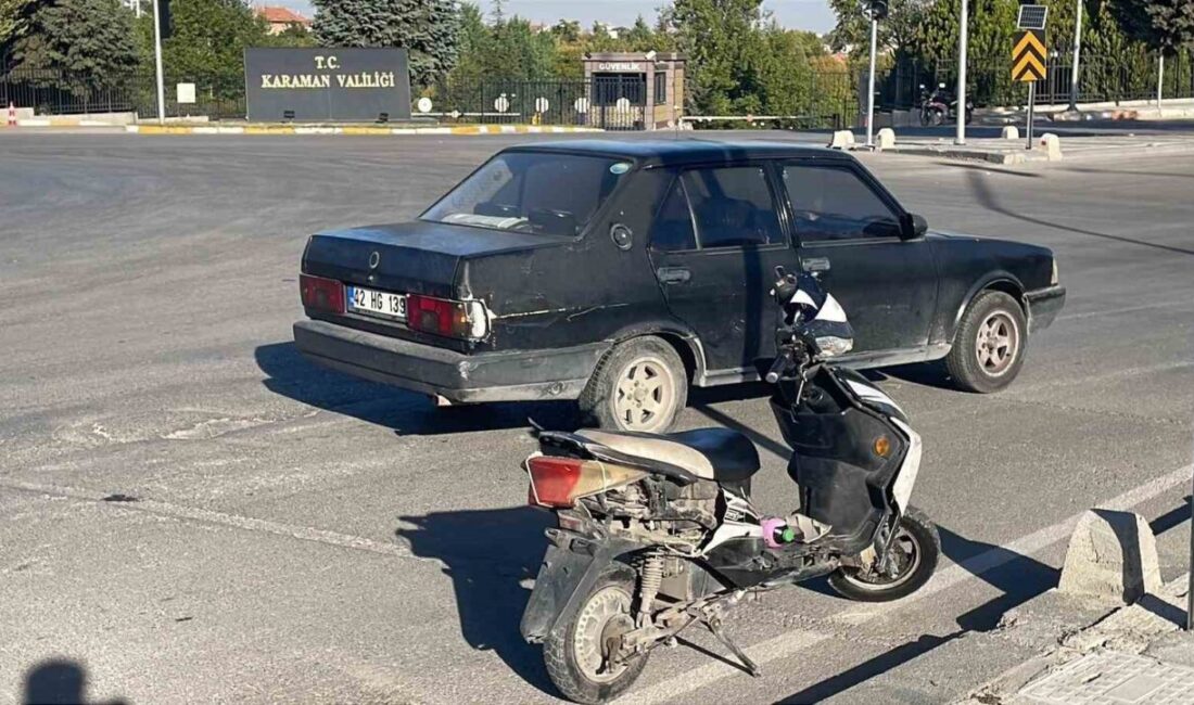 Karaman'da otomobil ile elektrikli bisikletin çarpışması sonucu H.T. (34) yaralandı.