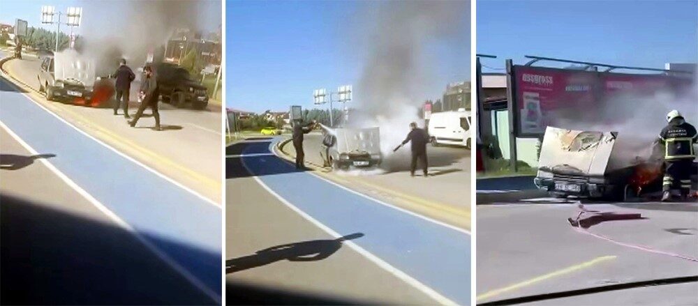 Serdivan'da hareket halindeki bir TOFAŞ otomobilinin motor kısmından duman çıkması