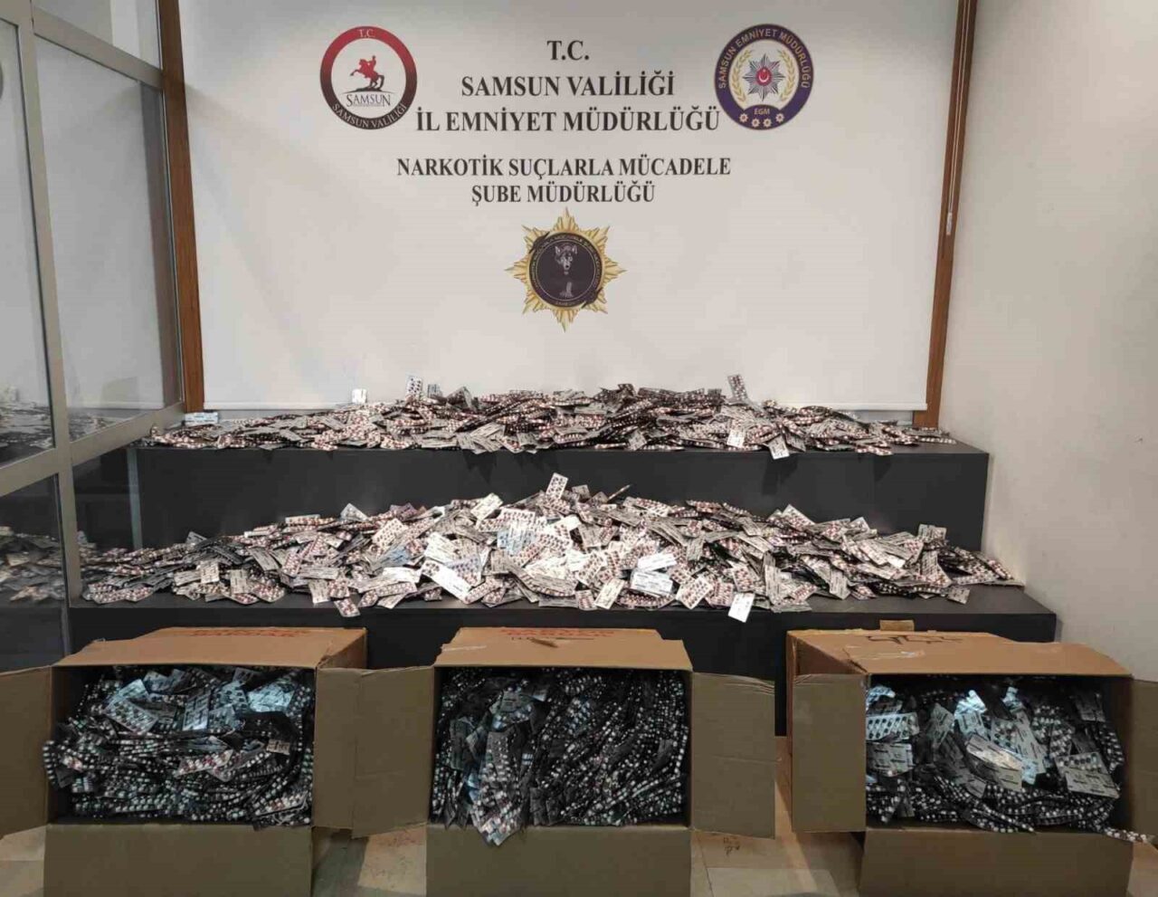 Samsun'da düzenlenen operasyonda, 110 bin 600 adet uyuşturucu hap ele