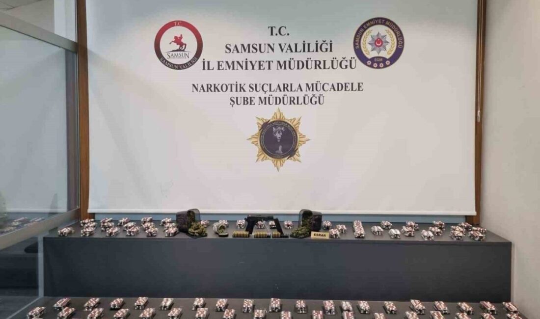 Samsun'da Narkotik Suçlarla Mücadele Şube Müdürlüğü, İlkadım ilçesinde düzenlediği operasyonda