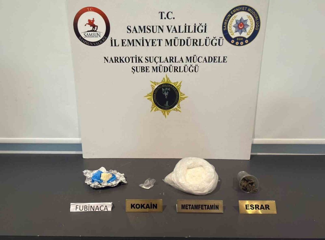 Samsun'da düzenlenen uyuşturucu operasyonunda, Narkotik Suçlarla Mücadele Şube Müdürlüğü ekipleri,