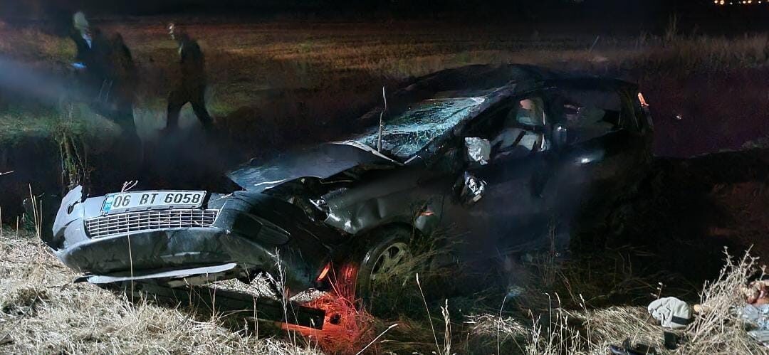 Selim’deki trafik kazasında G. A. (28) yönetimindeki araç şarampole devrildi.