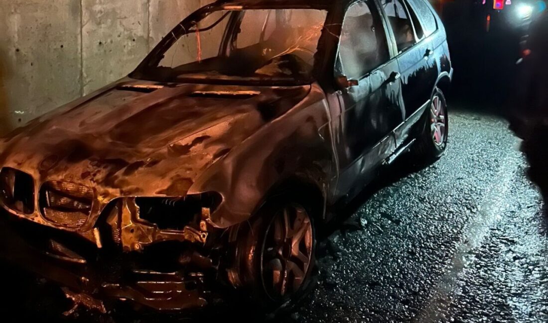 Sinop'un Türkeli ilçesinde, Güzelkent Mahallesi'nde yabancı plakalı bir cip alev