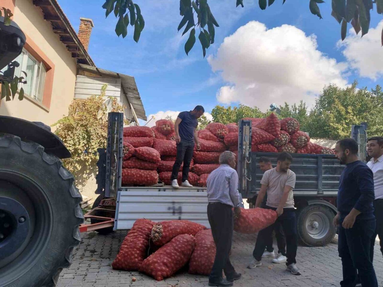 Eskişehir'in Sivrihisar ilçesinde çiftçiler Adem Balçık ve Hacıalihan Oğulları, tarlalarındaki