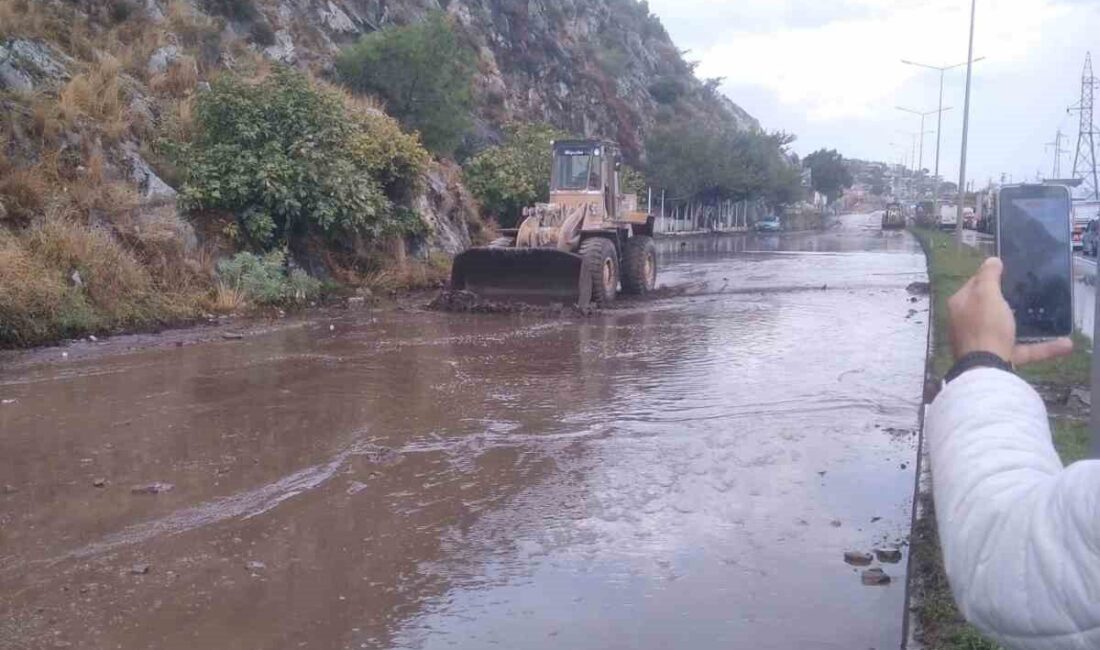 Aydın'ın Söke ilçesinde etkili sağanak yağış nedeniyle Sazlı Mahallesi'nde toprak