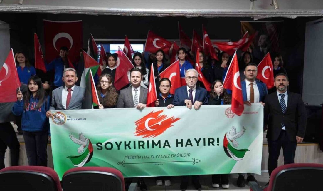 Muğla'da, Millî Eğitim Bakanlığı'nın öncülüğünde "Soykırıma Hayır" temalı Filistin Farkındalık