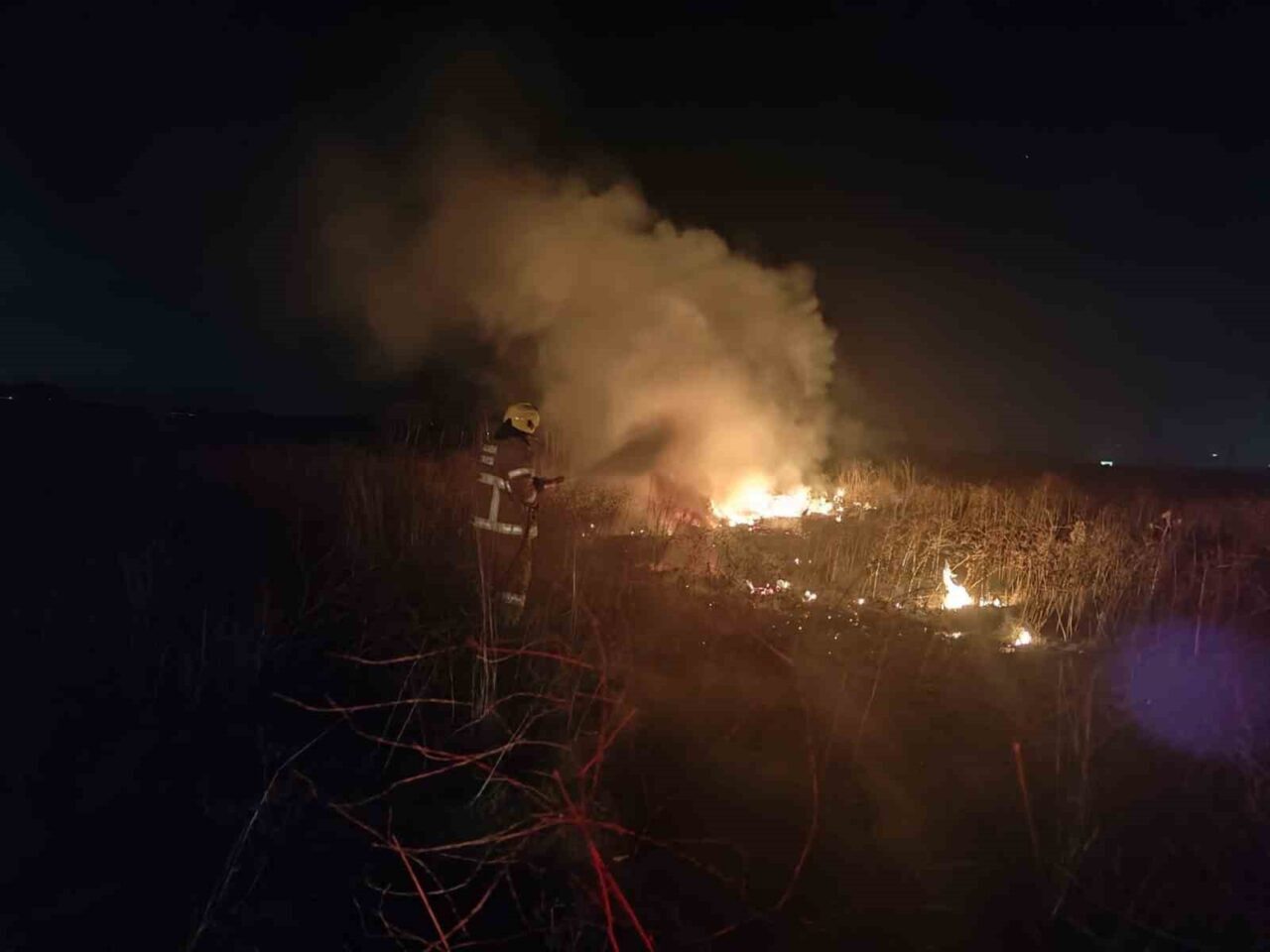 Balıkesir'in Susurluk ilçesinde Ümiteli Mahallesi'nde başlayan arazi yangını, itfaiye ekiplerinin