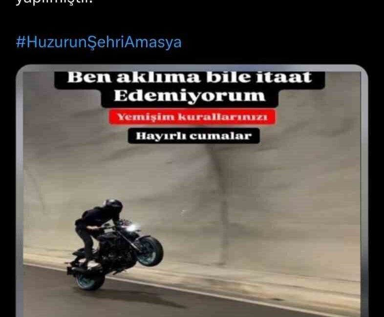 Amasya'da motosiklet kullanırken trafik kurallarını ihlal eden Buhari K., "Yemişim