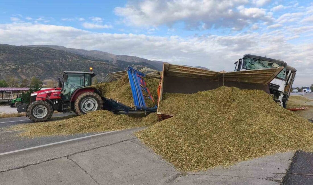 Afyonkarahisar’da Tır ile Traktör Arasında Meydana Gelen Kazada İki Kişi Yaralandı, Hayvan Yemleri Yola Saçıldı Afyonkarahisar'ın Çay ilçesi girişinde B.Ç. yönetimindeki tır, B.Ö.'nün kullandığı traktöre